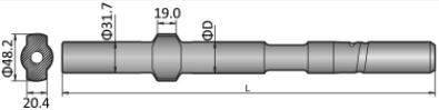 Shank Adapter COP/BBC Atlas Copco BBC 43, BBC 44, BBC 45, BBC 100